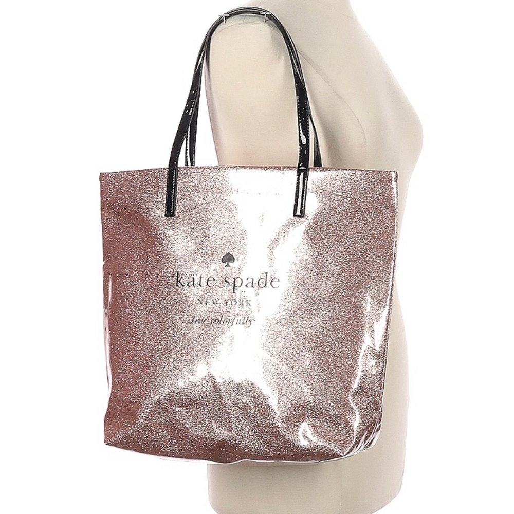 Kate Spade Holiday Drive Bon Shopper Tote pink Sparkle Purse - Picture 3 of 5